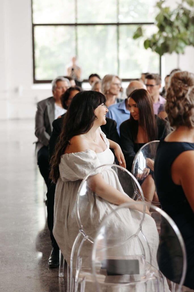Wedding guests mingle at Urban Daisy in downtown Minneapolis