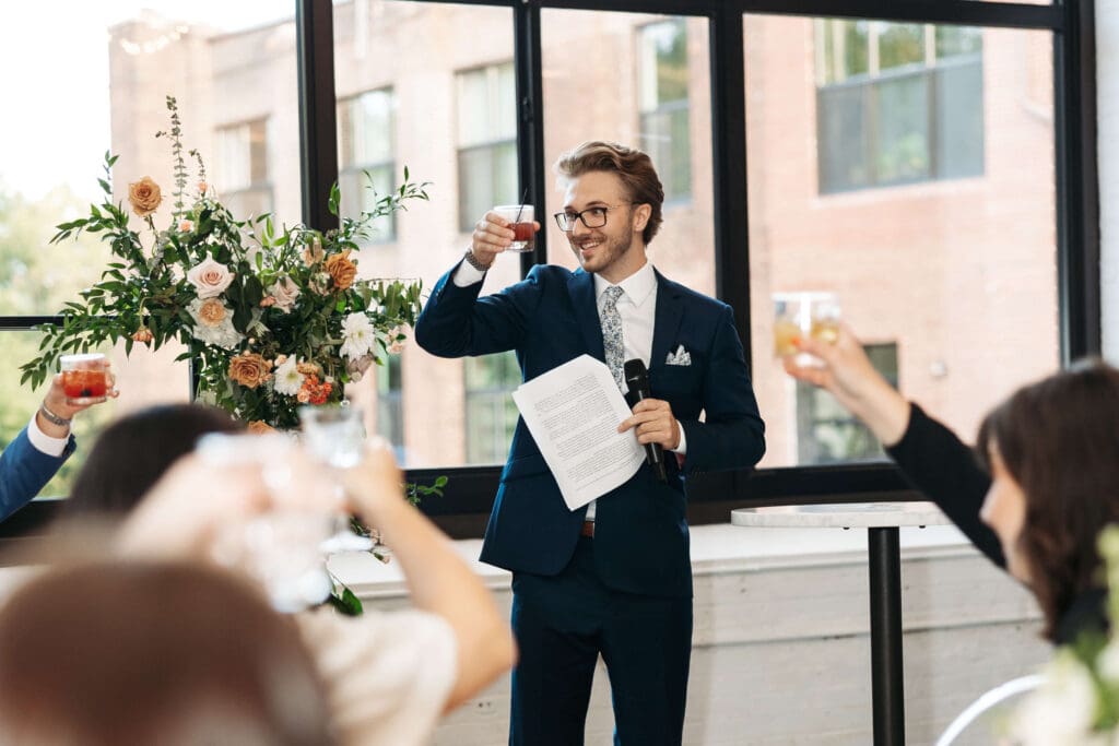 Wedding guests mingle at Urban Daisy in downtown Minneapolis